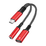 Nnbili-Adaptateur De Prise De Téléphone De Type C À 3.5mm,Charge Audio De Type C,Adaptateur Mx Pour Ipad Pro,Samsung S24,Xiaomi,Huawei,Pd 60w,2 En 1 - Type 60w Red Adapter