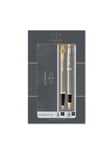 Parker IM Duo Gift Set with Ballpoint Pen & Rollerball Pen | Brushed Metal with Gold Trim | Black Ink Refill & Cartridge | Gift Box