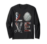 Love Design Hairdresser Hairdryer Scissors Barber Hair Brush Long Sleeve T-Shirt