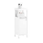 SoBuy Meuble Bas Salle de Bain Demi-Colonne de Salle de Bain Meuble de Rangement Armoire Toilette Meuble WC avec Porte, 1 Compartiment Ouvert et 2 Étages, L30cm x P30cm x H89cm, Blanc, BZR186-W