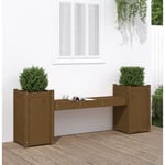 Vidaxl Banc Avec Jardinières Marron Miel Bois Massif De Pin