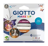 GIOTTO Crayons de maquillage doux métallique formule facile à laver 6 couleurs assorties idéal pour les enfants et les fêtes