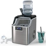 Relax4life - Machine à Glaçons en Acier Inoxydable avec Réservoir 3,2 l, 18 KG/24 h, Glaçons par 15-20 Min, Machine à Glace avec Écran lcd et