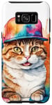 Coque pour Galaxy S8+ Chat Casquette Snapback Colorée Drôle Animaux Motif Imprimé