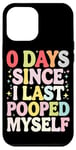 Coque pour iPhone 12 Pro Max 0 jours depuis la dernière fois que je me suis fait caca, Funny Pooping Puns Vintage