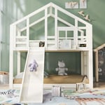 Redom - Lit enfant lit cabane avec toboggan et échelle 90 x 200 cm, lit mezzanine pour enfant - lit enfant avec protection antichute 2 places de