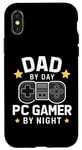 Coque pour iPhone X/XS Dad By Day PC Gamer By Night Fête des pères pour les papas de jeu