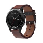 Garmin Fenix 5 - Læder urrem - Justerbar længde - Passer til håndled omkreds 140-210mm - Brun