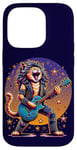 Coque pour iPhone 14 Pro Drôle Chat Rockstar Guitare Joueur Cheveux Métal Glam Rock Band