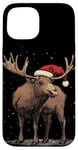 iPhone 15 Christmas Magic Moose in Santa Hat Costume for Cozy Xmas Case