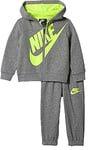 NIKE Children's Apparel Baby Boys' Hoodie and Joggers 2-Piece Set Sweatsuit, Dark Grey Heather/Volt, 12M US