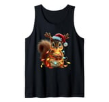 Funny Christmas Squirrel Lights Reindeer Antlers Christmas Tank Top