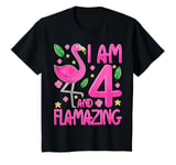 Youth I Am 4 And Flamazing Flamingo 4th Birthday Party Kids T-Shirt