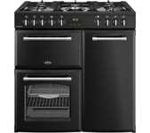 BELLING Farmhouse 90DF Dual Fuel Range Cooker - Black & Chrome, Black,Silver/Grey