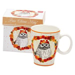 Tea Coffee Cup Fine China Gift Box Drawn To Nature Floral Owl Mug House Warming