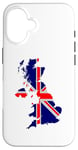 Coque pour iPhone 16 Drapeau carte du Royaume-Uni