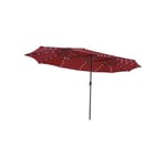 Relax4life - Grand Parasol de Jardin Extérieur 470x450cm avec led Solaire, Parasol Double avec 48 Lumières, Parasol Extra Large avec Manivelle Base