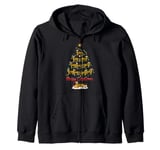 Bengal Cat Xmas Lighting Santa Bengal Cat Christmas Tree Zip Hoodie