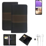 Phone Case + earphones for Samsung Galaxy A32 5G Wallet Cover Bookstyle protecti