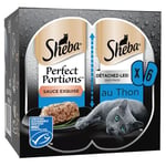 Sheba idéal Portions Barquettes Nourriture humide pour chat adulte Sauce exquise au thon - 3x(2x37.5g)=225g - Lot de 8