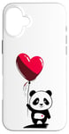 Coque pour iPhone 16 Plus Ours panda avec ballon coeur Ours panda doux pour Noël