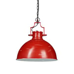 Relaxdays Lampe à suspension industriel en fer abat-jour rouge style rétro vintage HxlxP: 154 x 41 x 41 cm, rouge