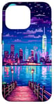 iPhone 16 Pro New York River View Retro Pixel Art Case