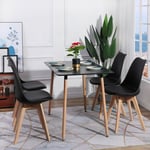 Eggree - Lot de 4 chaises de cuisine en a manger design contemporain scandinave pieds bois de chene - Noir