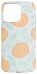 Coque pour iPhone 15 Pro Max Citrouilles orange pastel avec feuilles vert clair