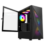 Gaming PC Case 6 ARGB LED Fans Mesh ATX Mid Tower Full Tempered Glass Panel NEW