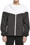 Build Your Brand Men's By129-2-tone Tech Windrunner Windbreaker, Black/White, XXXL