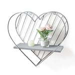 Afuly Floating Shelf Grey Shelves for Wall Metal Heart Silver Farmhouse Design for Bedroom Bathroom Toilet Gift Decor for Christmas