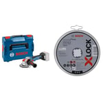 Bosch Professional Akku Winkelschleifer GWX 18V-10 SC (Ø: 125mm, ohne Akkus & Ladegerät, in L-BOXX) + 10x Straight Cutting Disc Standard (INOX, Stainless Steel, X-Lock, Ø 125 mm, Ø 22.23 mm, 1 mm)