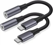 Adaptateur Usb C Vers Jack 3,5 Mm (Lot De 2), Adaptateur Casque Audio Aux Adaptateur Écouteur Type C To 3.5Mm Compatible Avec Samsung Galaxy S22 S21 S20 Note20, Xiaomi, Huawei, Pix[QUE071402]