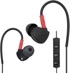 Sport Écouteurs Bluetooth 4.1 Intra-Auriculaires avec Memory Fil sur la Conception de l'oreille Microphone Control in-Ear Earpods Oreillette Headset Earphone Noir/Rouge