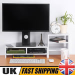 Computer Desktop Monitor Stand Laptop TV Display Screen Riser Shelf White UK