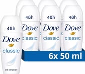 Dove Original Classic Moisturising Anti Perspirant Roll On Deodorant - 6 x 50ml