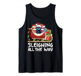 Sleighing All the Way Christmas Family Cat Funny Xmas Tank Top