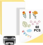 60 Feuille A4 Autocollante Imprimable, Blanc Mat Papier Autocollant Imprimable Compatible Avec Les Imprimantes Laser, Les Photocopieurs, Les Imprimantes À Jet D'encre Et Les Imprimantes Matricielles