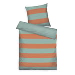 TOM TAILOR Housse de Couette, 80x80 cm + 135x200 cm, 100% Coton/renforcé, avec motif réversible et zip de qualité coloré, BOLD STRIPES Orange, turquoise (Warm Coral & Fresh Sage)