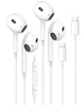 USB C Headphones,(2 Pack) USB Type C Earphones for iPhone 15 HiFi Stereo Noise Earbuds reduction with Mic&Volume Control for iPhone 15 pro, iPad Pro, Galaxy S23/S22/S21/S20/Ultra Note 10/20, Pixel 7/6