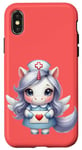 Coque pour iPhone X/XS Valentine Unicorn Caring Nurse Love Healthcare Poney magique