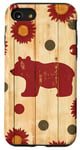 Coque pour iPhone SE (2020) / 7 / 8 Mama Bear Tournesol en bois rustique Motif à pois Rouge