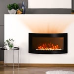 Electric Fireplace Wall Mounted Led Curved 7 Colour 1000/2000W Heater HOMCOM 