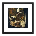 Egon Schiele Dead City III City On The Blue River III 8X8 Inch Square Wooden Framed Wall Art Print Picture with Mount