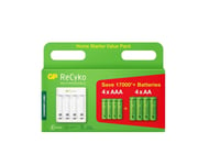 GP ReCyko Kit  4xAA 2100mA/ 4xAAA 850mA NiMH prepacked display