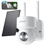 ieGeek 2K Caméra Surveillance WiFi Extérieure sans Fil Solaire, 360°PTZ, Vision Nocturne Couleur AI/PIR Détection Humaine Alexa