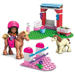 MEGA Barbie Horse Jumping Building Set - Includes 68 Building Blocks - 1 Micro-Doll, Horse & Pony - 3 Fashion Items - Stable Props - Gift for Kids 4+ - HDJ84