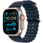 Apple Watch Ultra 2 GPS + Cellular 49mm Natural Titanium Ocean Band MX4D3 - Unisex - 49 mm - Älykello - Digitaalinen/Älykello - Safiirilasi