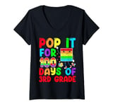 Womens Pop It for 100 Days Of School 3rd Grade 100th Day V-Neck T-Shirt